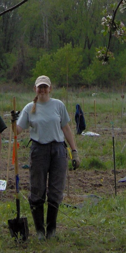 Janet and other volunteers planting trees in Woolwich in 2006
